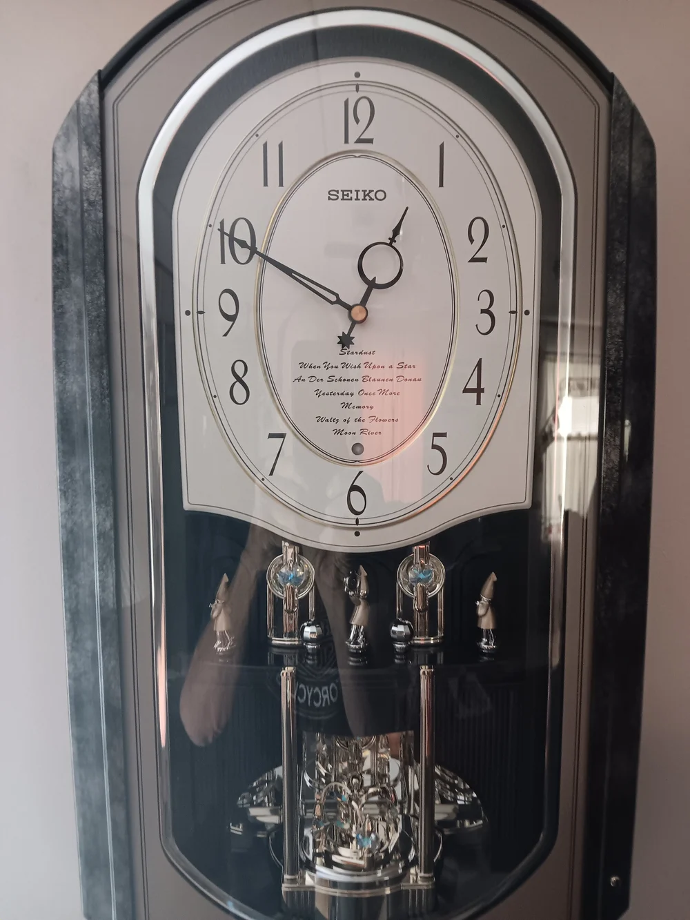 Seiko Silver-Tone Pendulum Wall Clock with White Dial